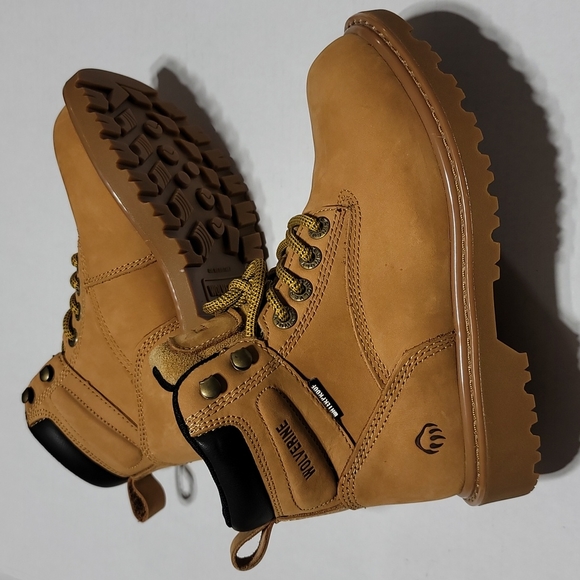 Wolverine Womens 5.5W Mustard Waterproof Work Boots Leather Composite Toe Shoes - Picture 2 of 16